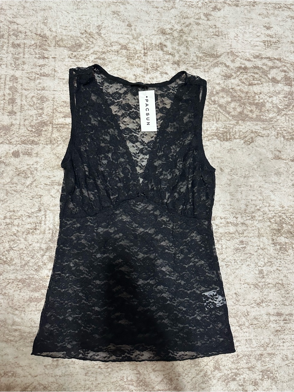 Brandy Melville Black Lace Sleeveless V-Neck Tank